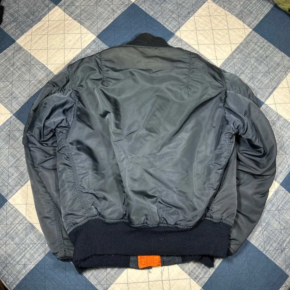 VTG Alpha Industries MA-1 Flight Jacket Navy Blue Bomber Reversible MIL-J-8279E